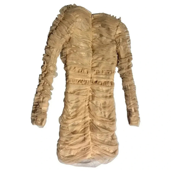 House of CB FLEUR Blush Pleated Tulle Deep V Dress , XS - Picture 8 of 12